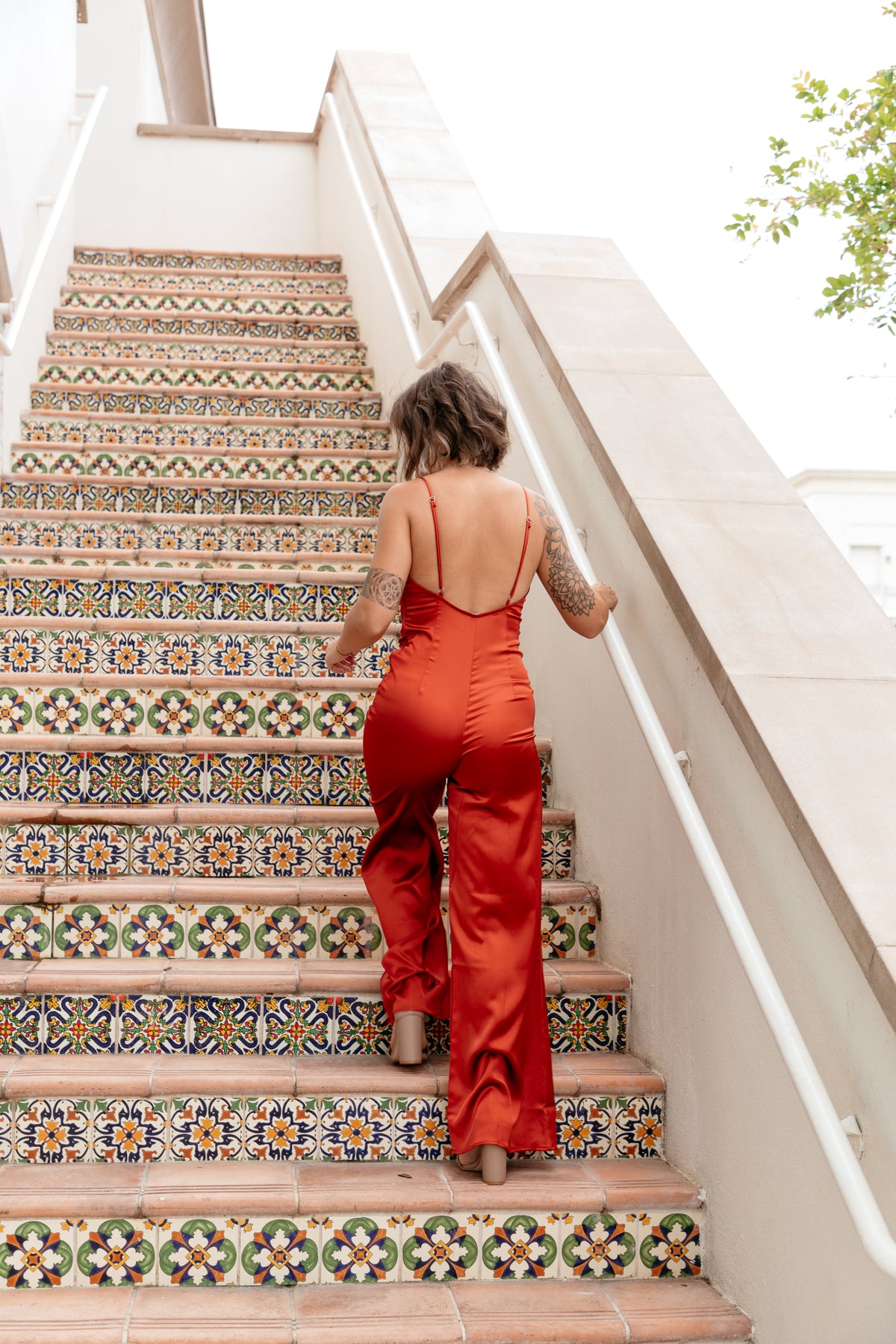 Cross Back Satin Jumpsuit