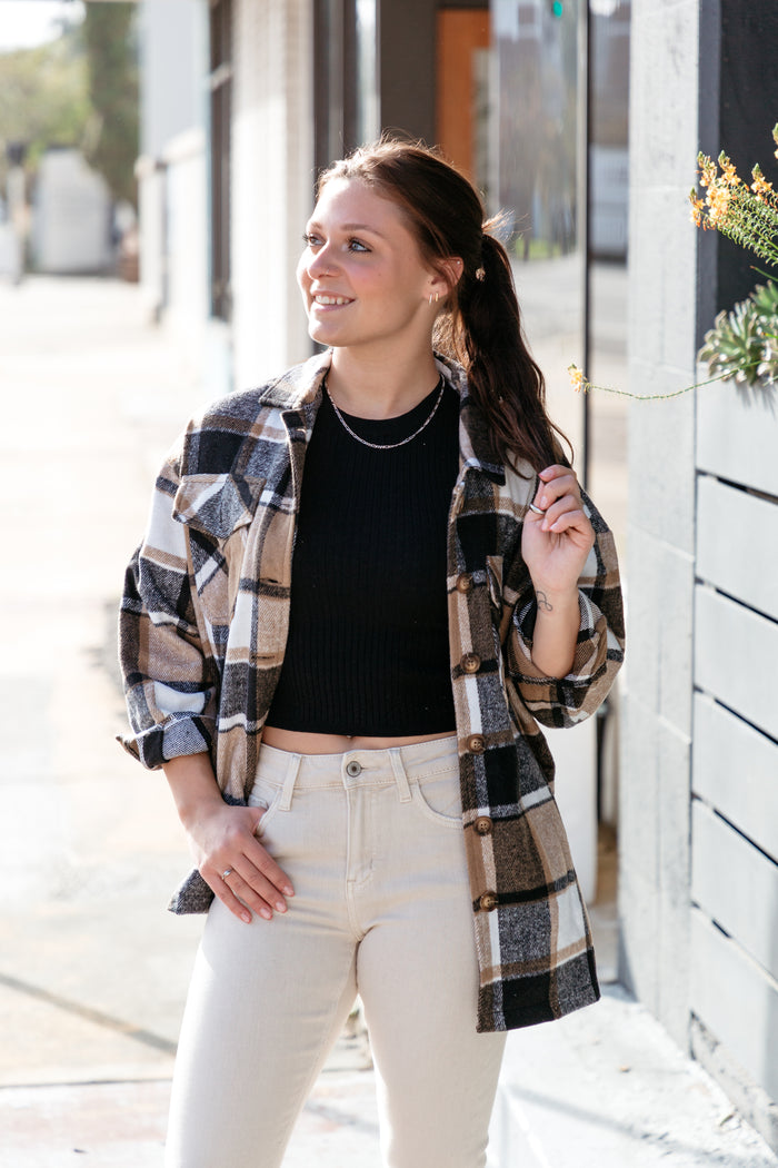Taupe Plaid Shacket