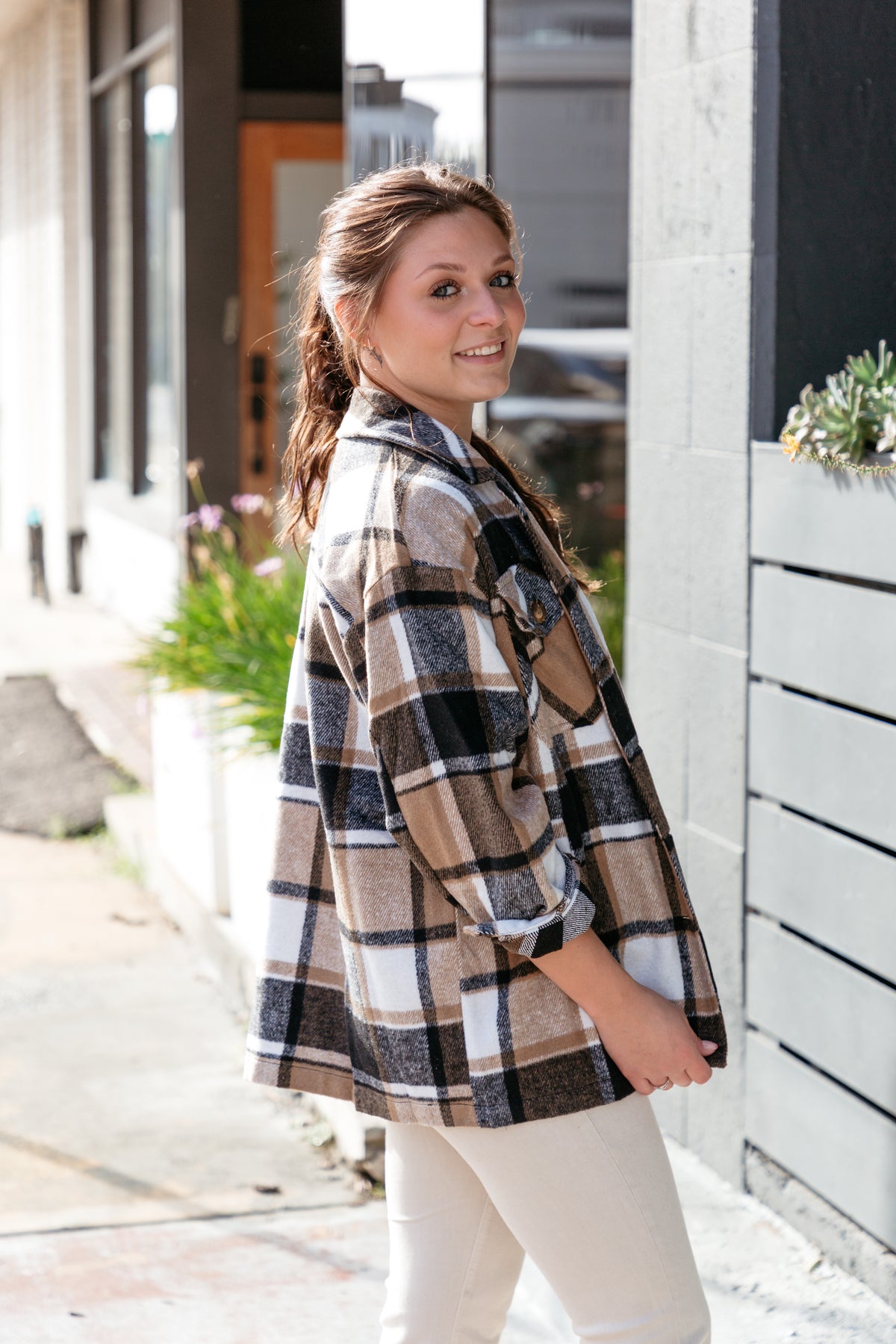 Taupe Plaid Shacket