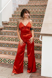 Cross Back Satin Jumpsuit