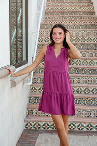 Helena Tiered Dress Wine