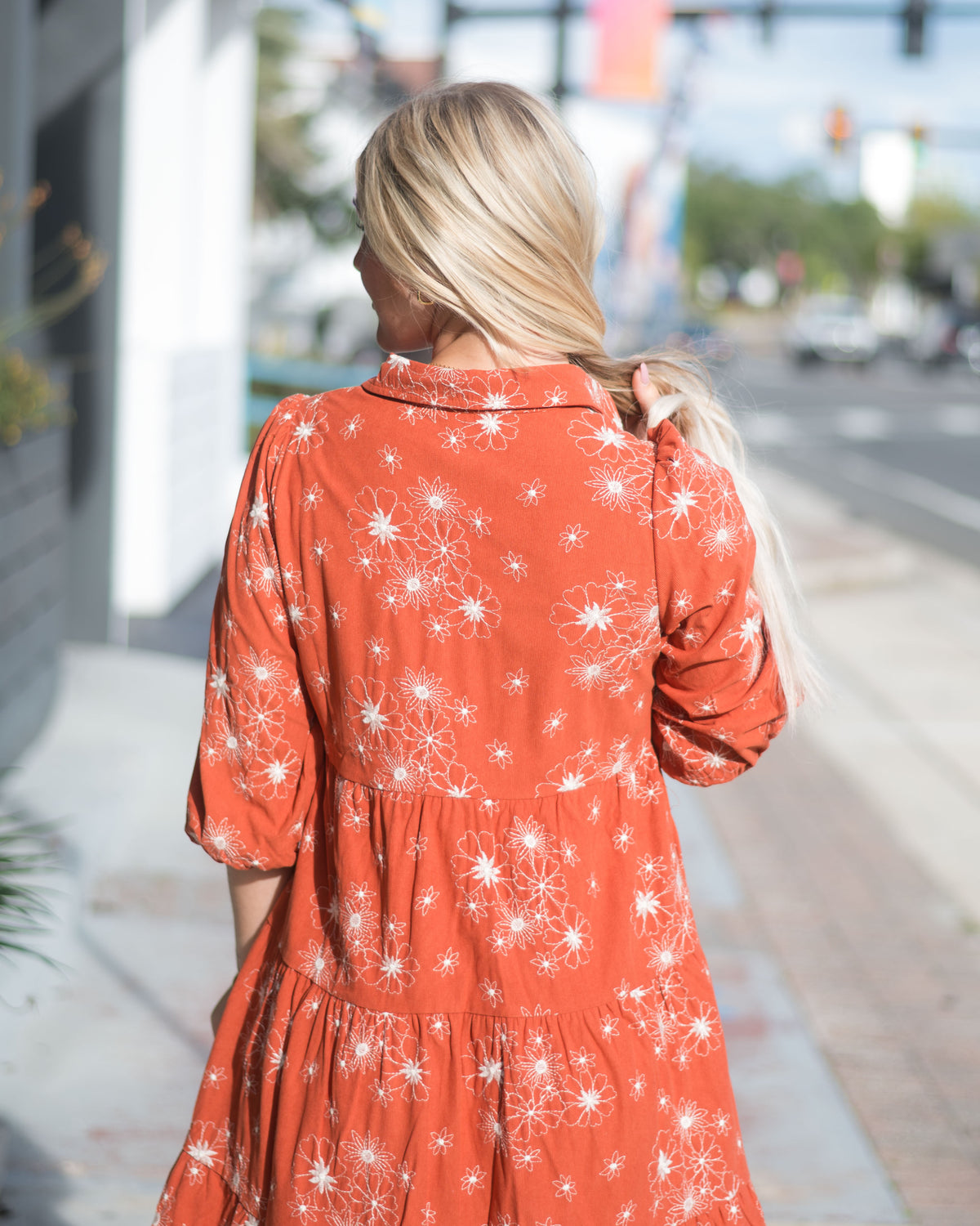 Corduroy Tiered Midi Dress