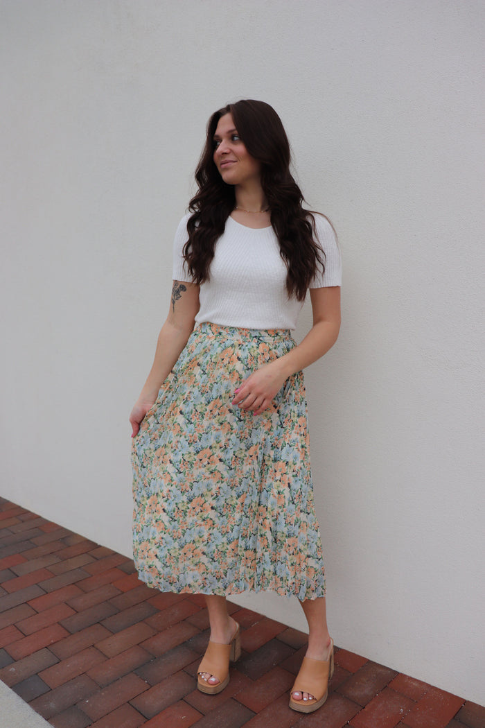 Paige Pleated Midi Skirt