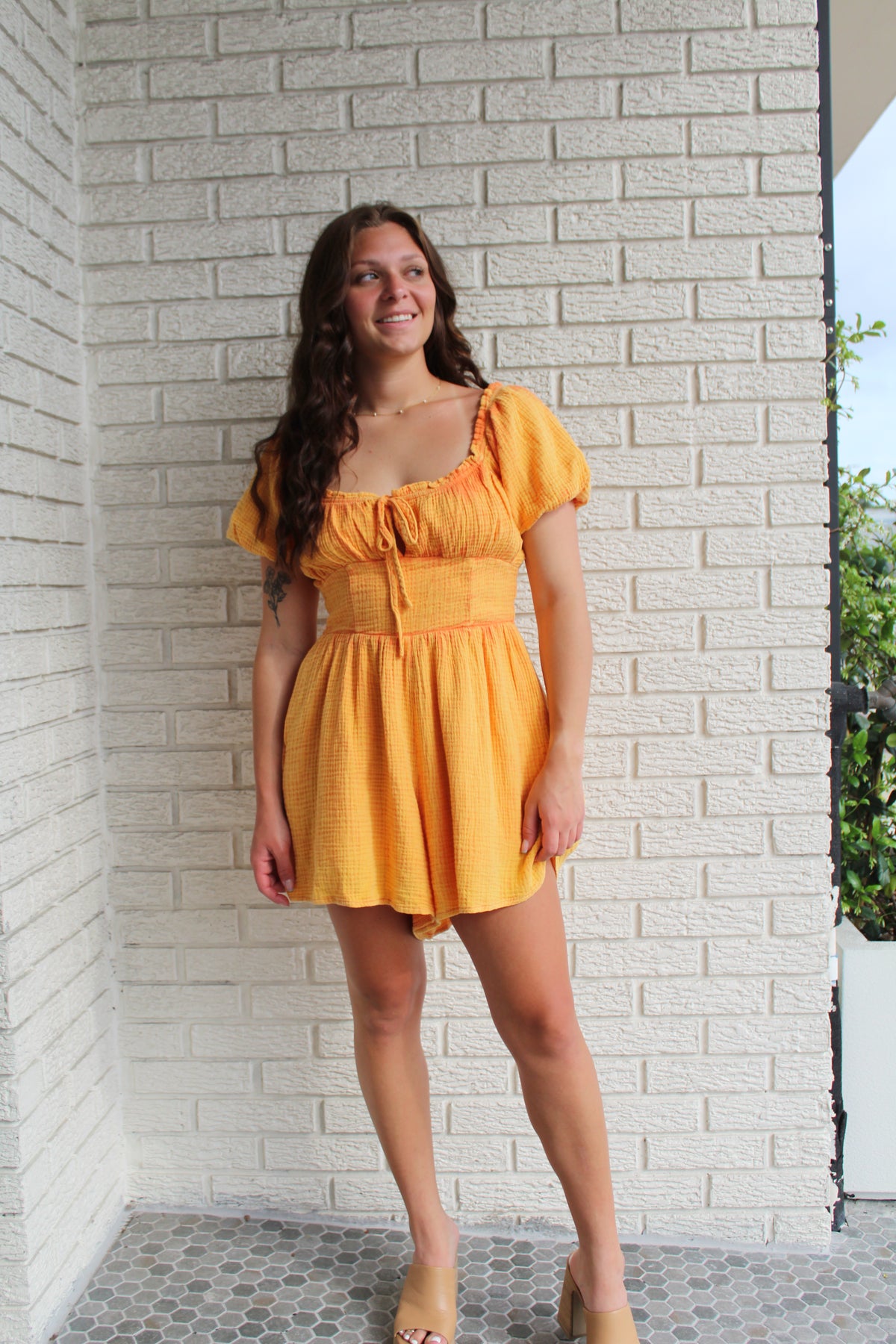 Washed Orange Romper