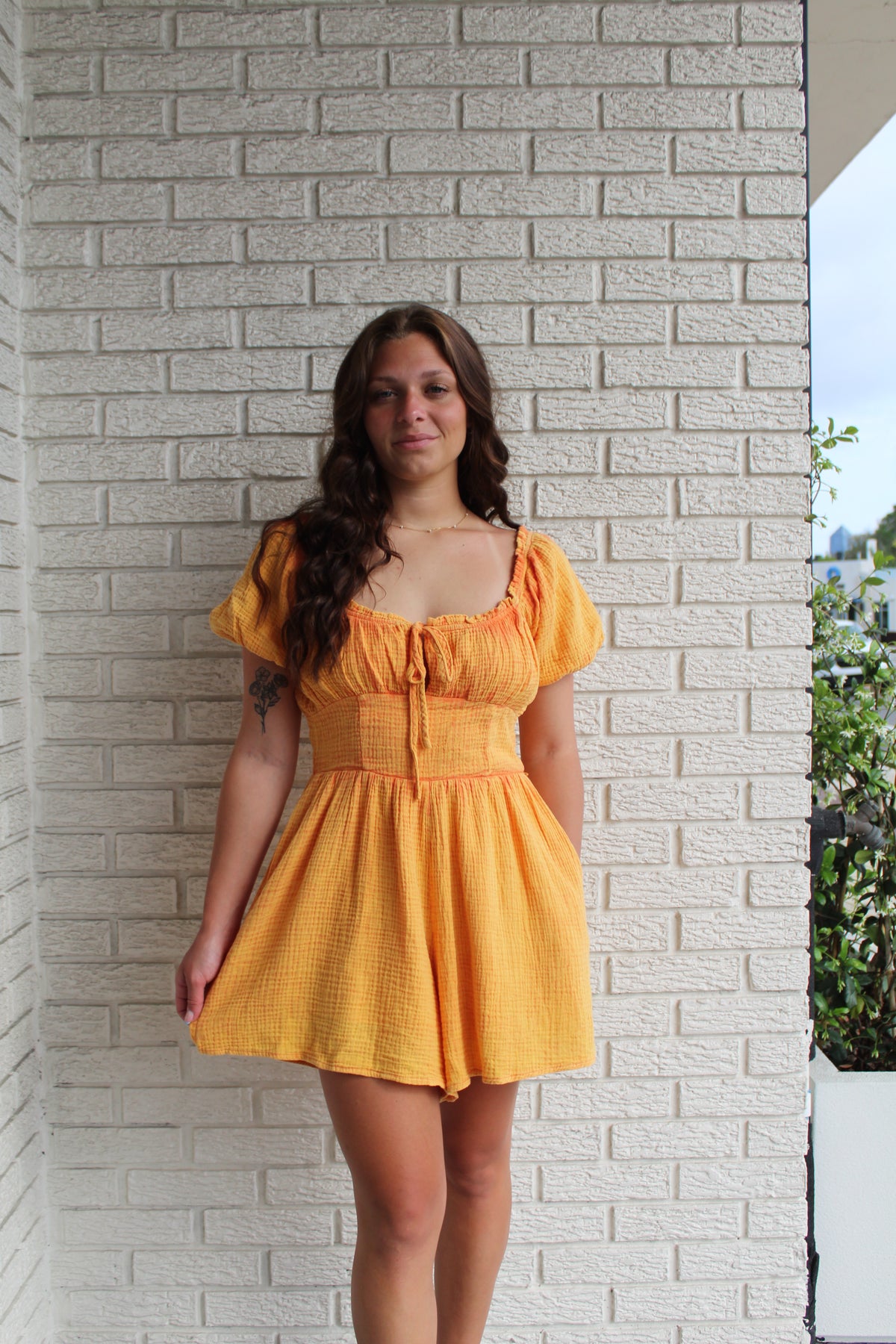 Washed Orange Romper