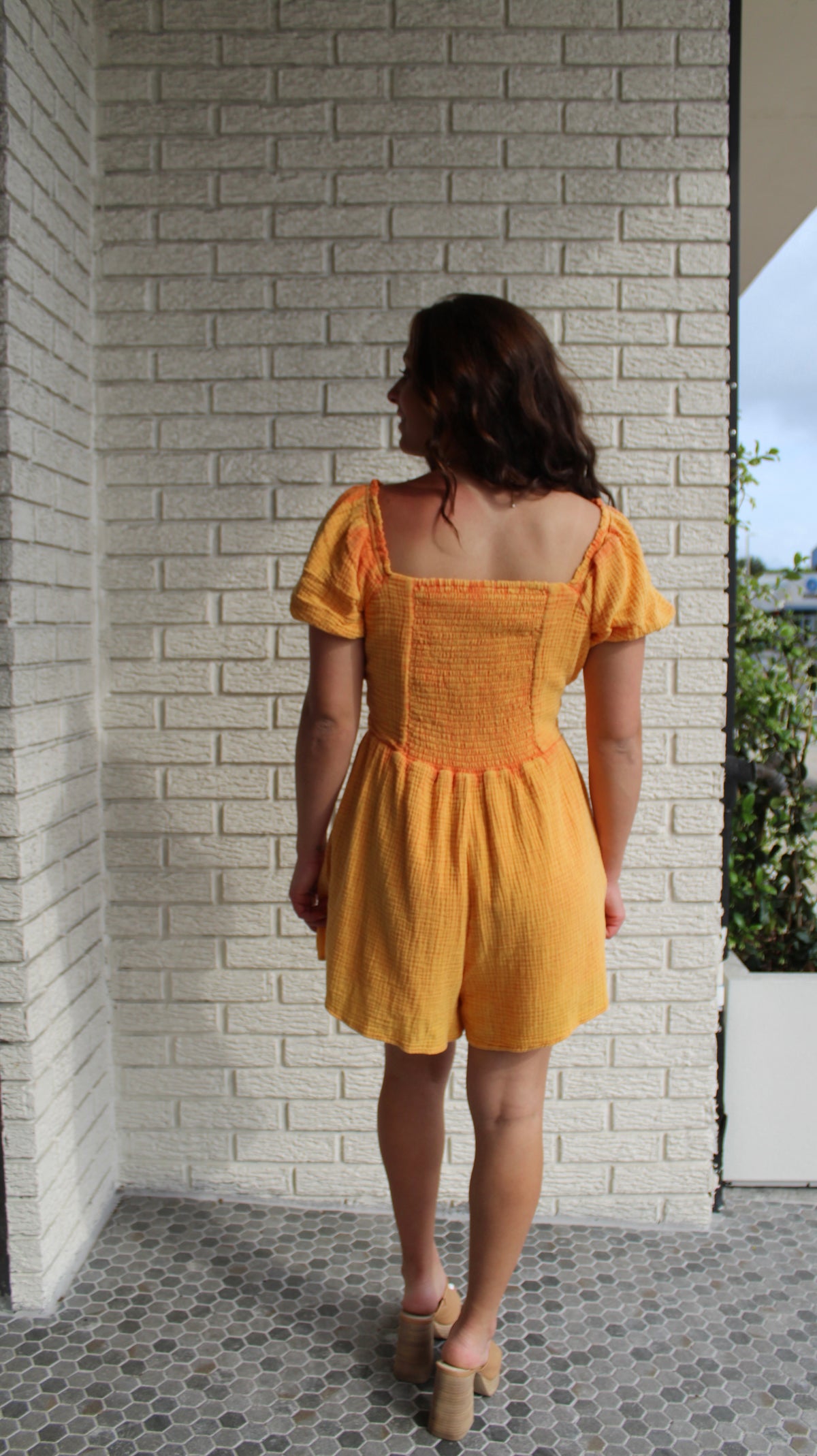 Washed Orange Romper