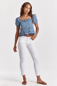 Mia Cinched Chambray Top
