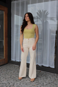 Fiona Wide Leg Jean - Cream