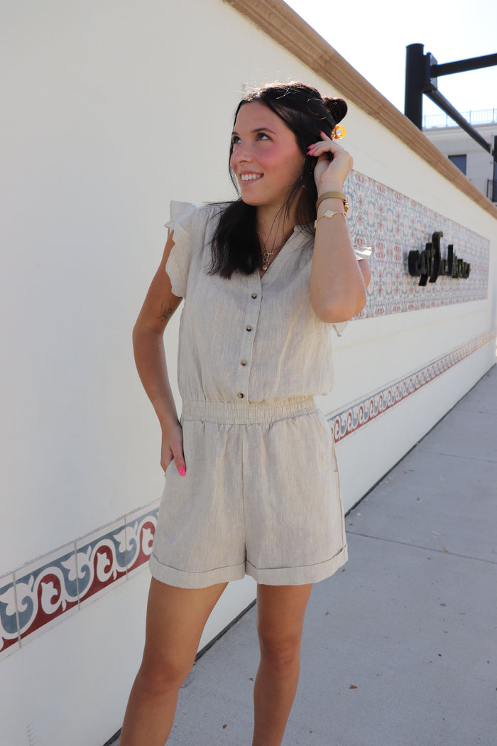 Greige Linen Romper