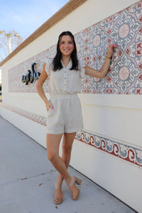 Greige Linen Romper