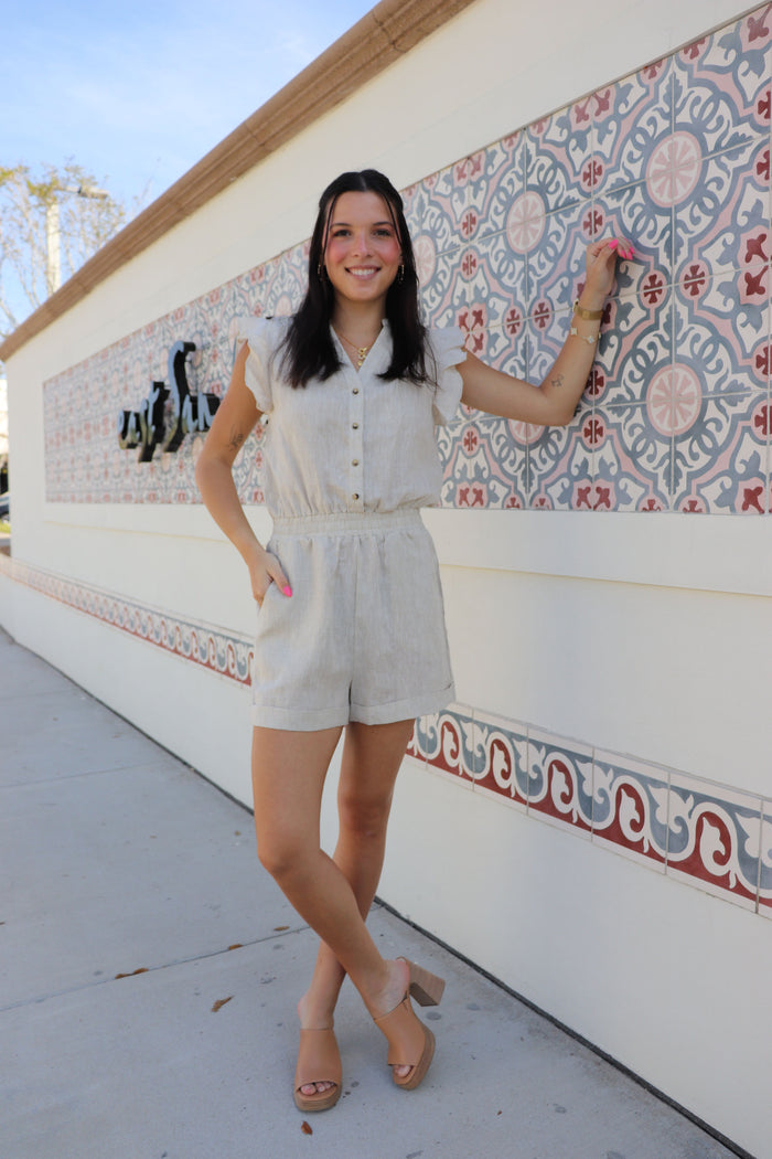 Greige Linen Romper