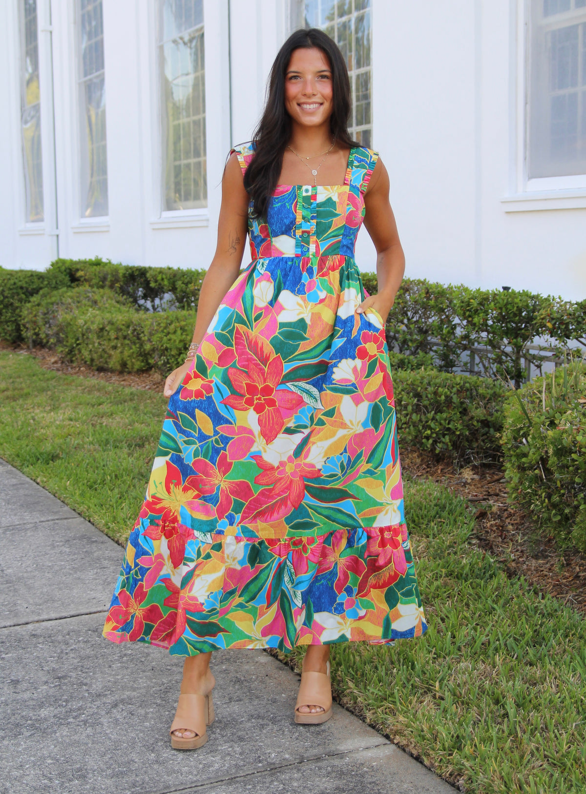 Ruffle Tie Back Maxi
