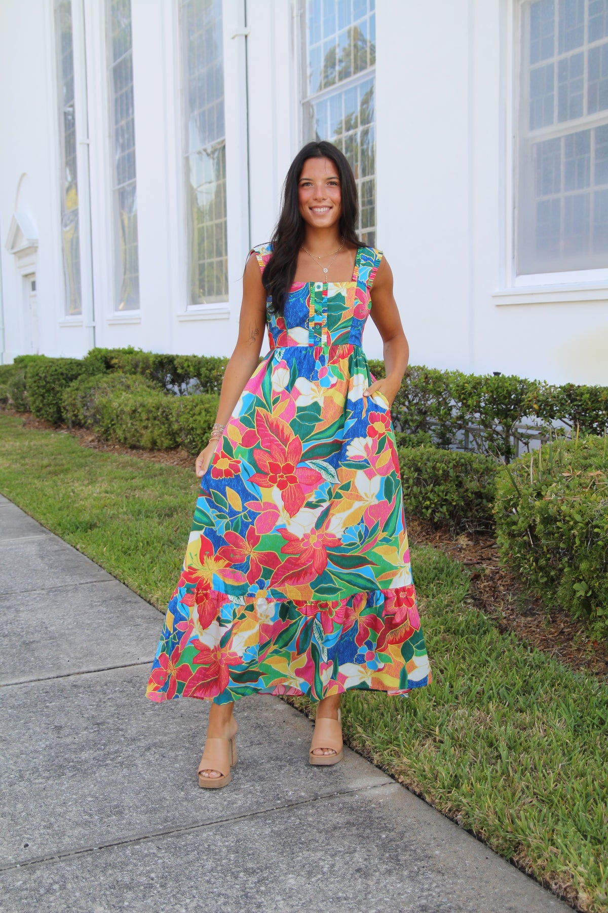 Ruffle Tie Back Maxi