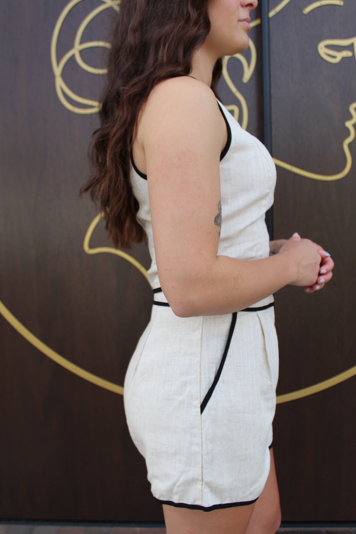 Linen Contrast Shorts - Oatmeal