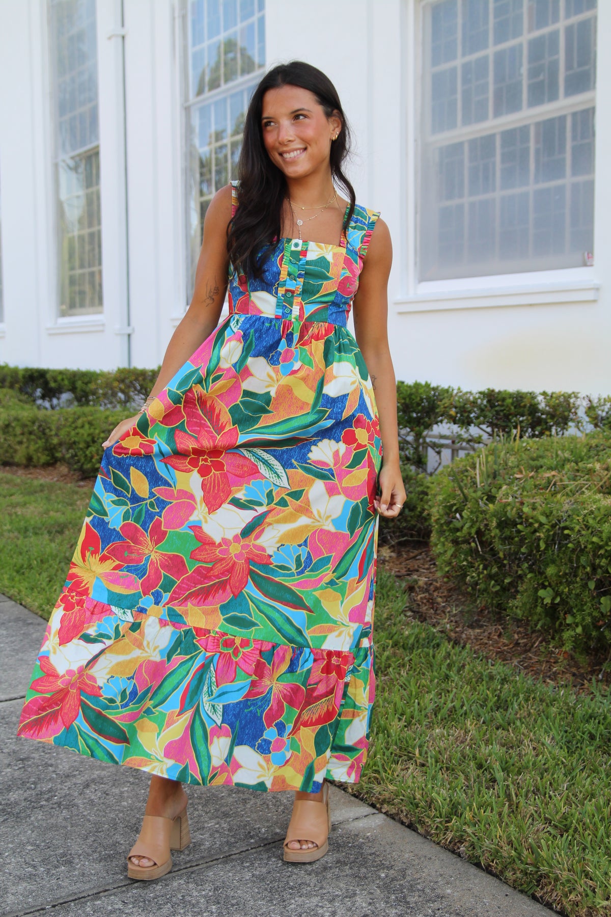 Ruffle Tie Back Maxi