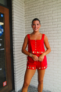 Lemon Embroided Shorts