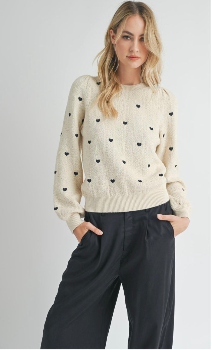 Heart Embroidered Sweater