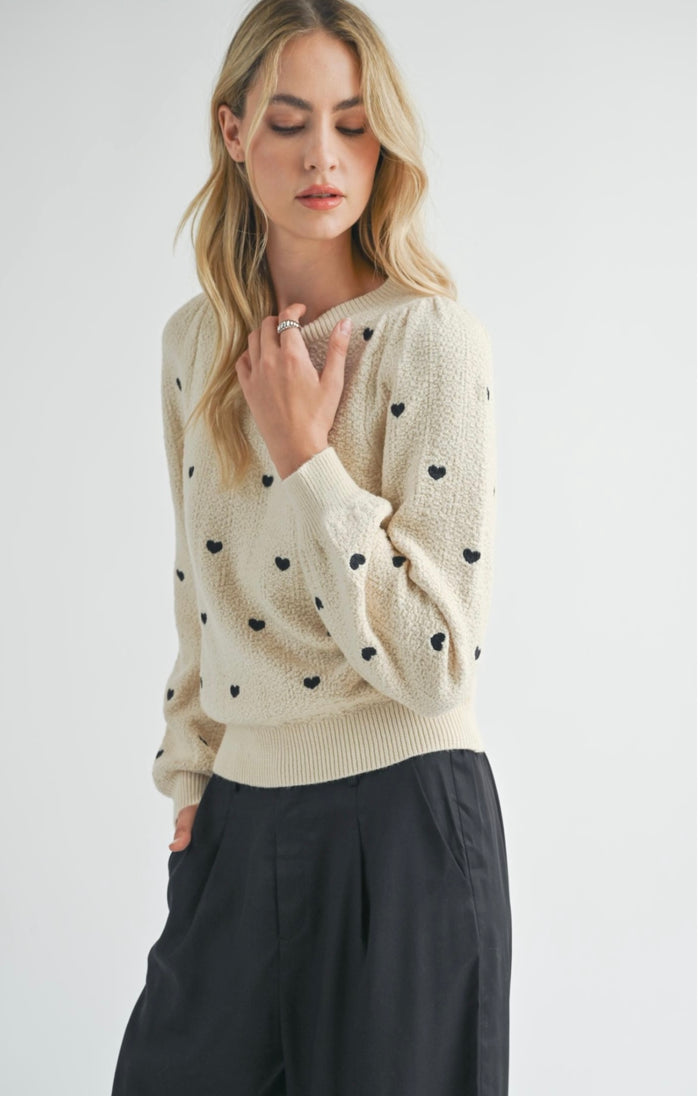 Heart Embroidered Sweater