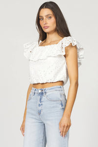 Rosario Eyelet Top - White