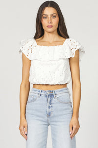 Rosario Eyelet Top - White