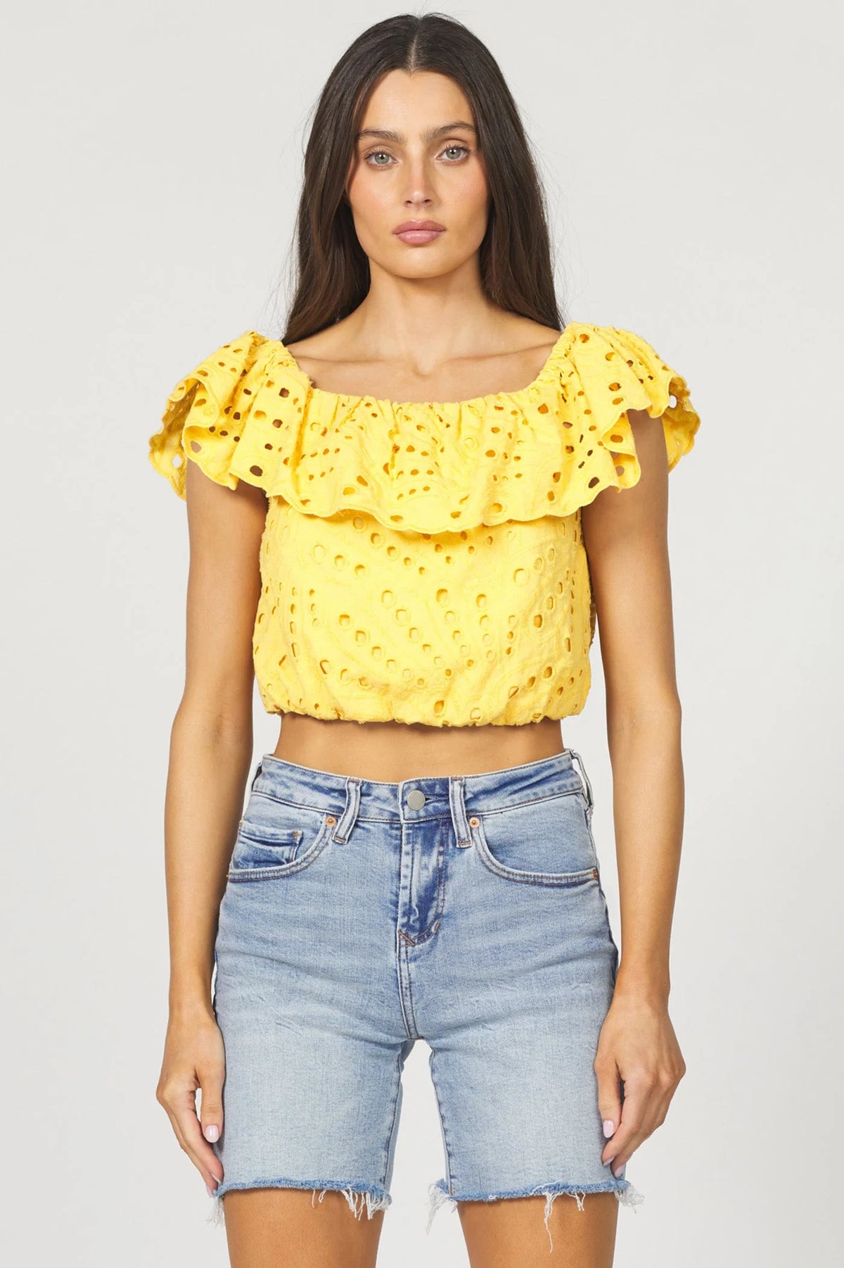 Rosario Eyelet Top - Yellow