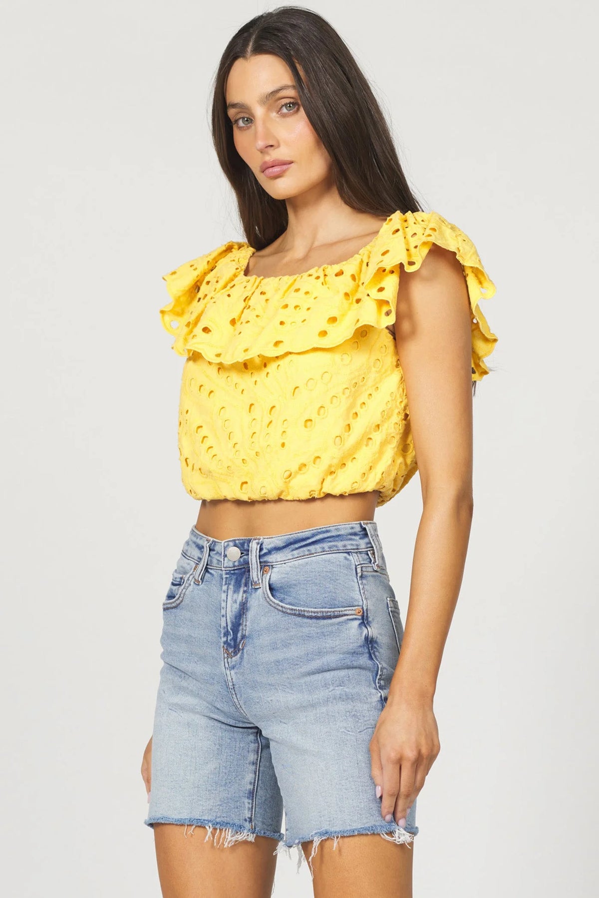 Rosario Eyelet Top - Yellow