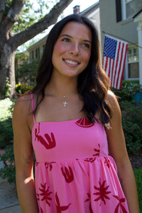 Alana Palm Babydoll Dress