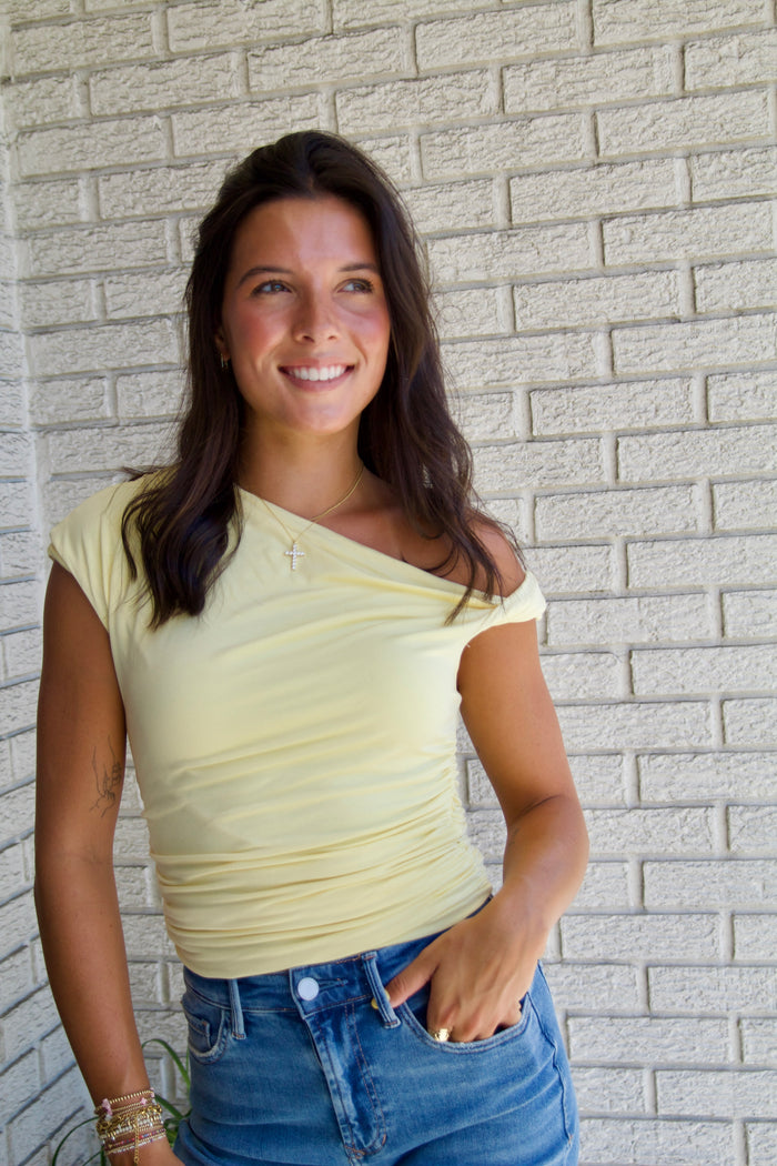 Elevated Off Shoulder Top - Yellow