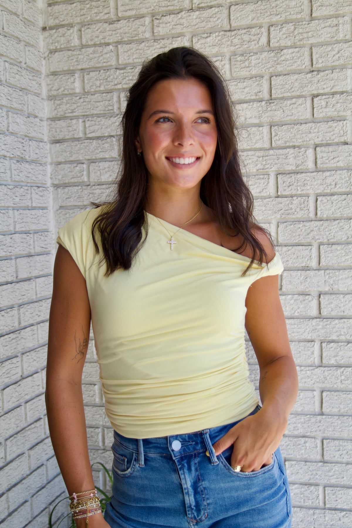 Elevated Off Shoulder Top - Yellow