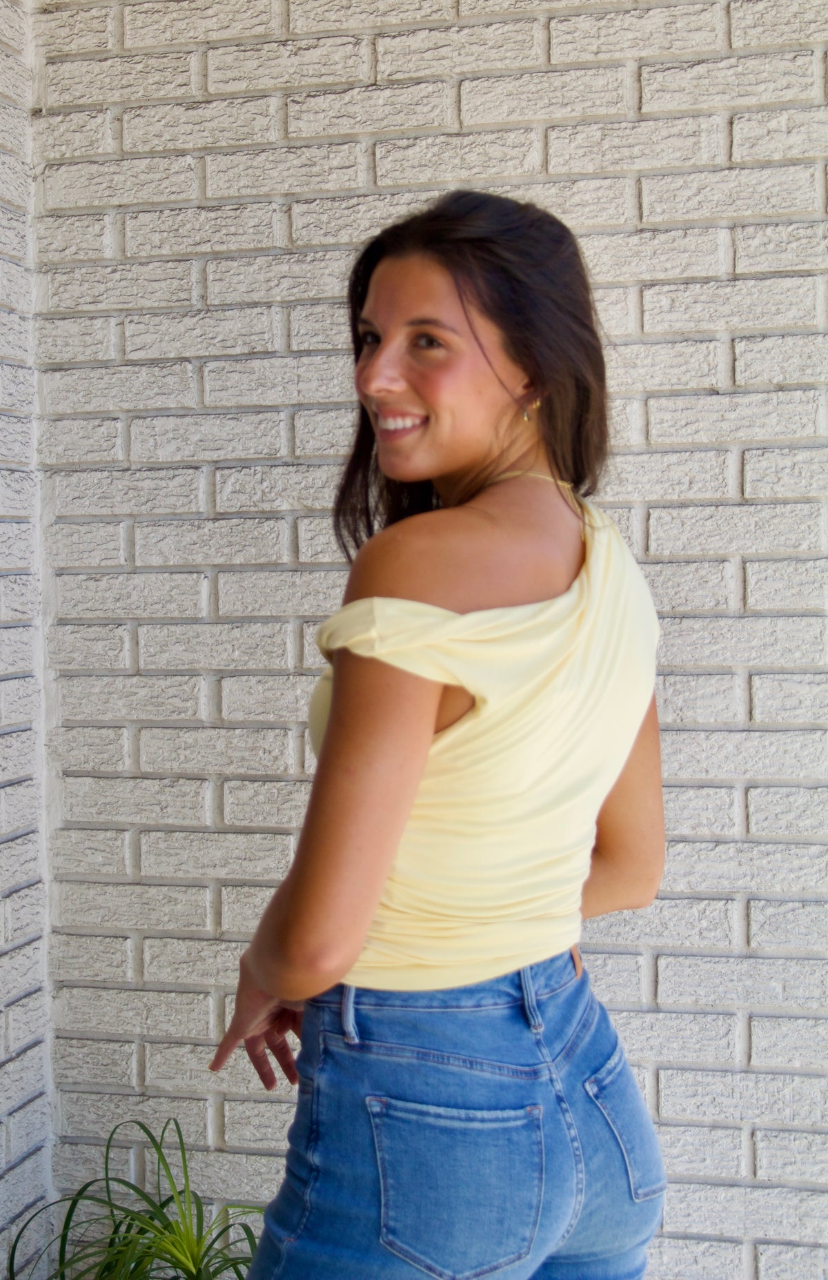 Elevated Off Shoulder Top - Yellow