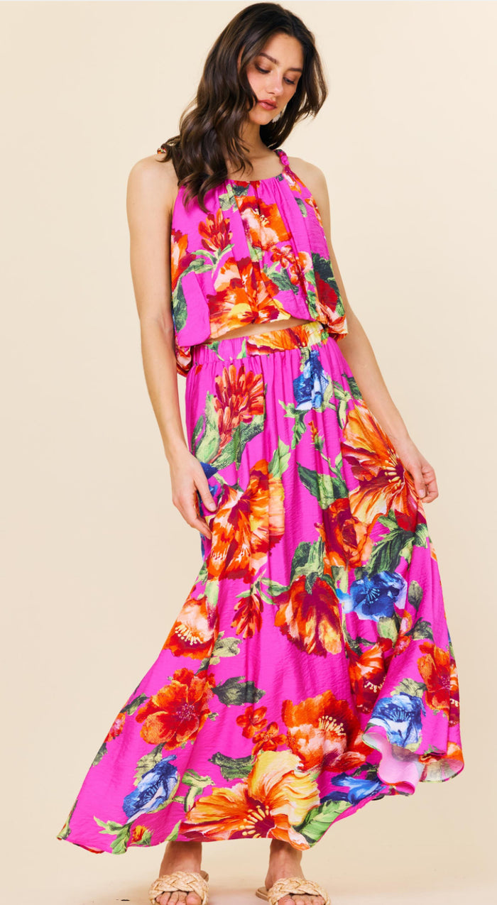 Magenta Floral Skirt