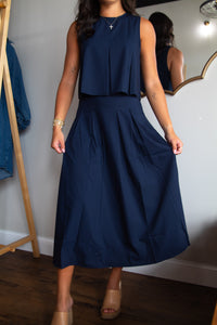 Ocean Calls Pleated Maxi Skirt