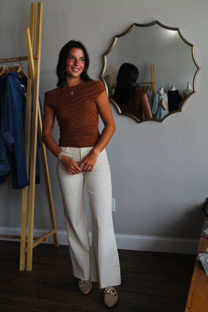 Fiona Wide Leg Jean - Cream