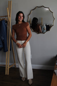 Fiona Wide Leg Jean - Cream