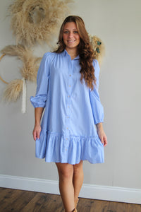 Striped Poplin Shirt Dress