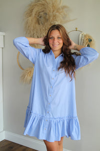 Striped Poplin Shirt Dress