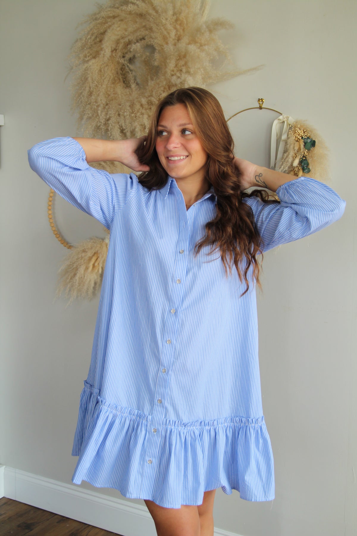 Striped Poplin Shirt Dress