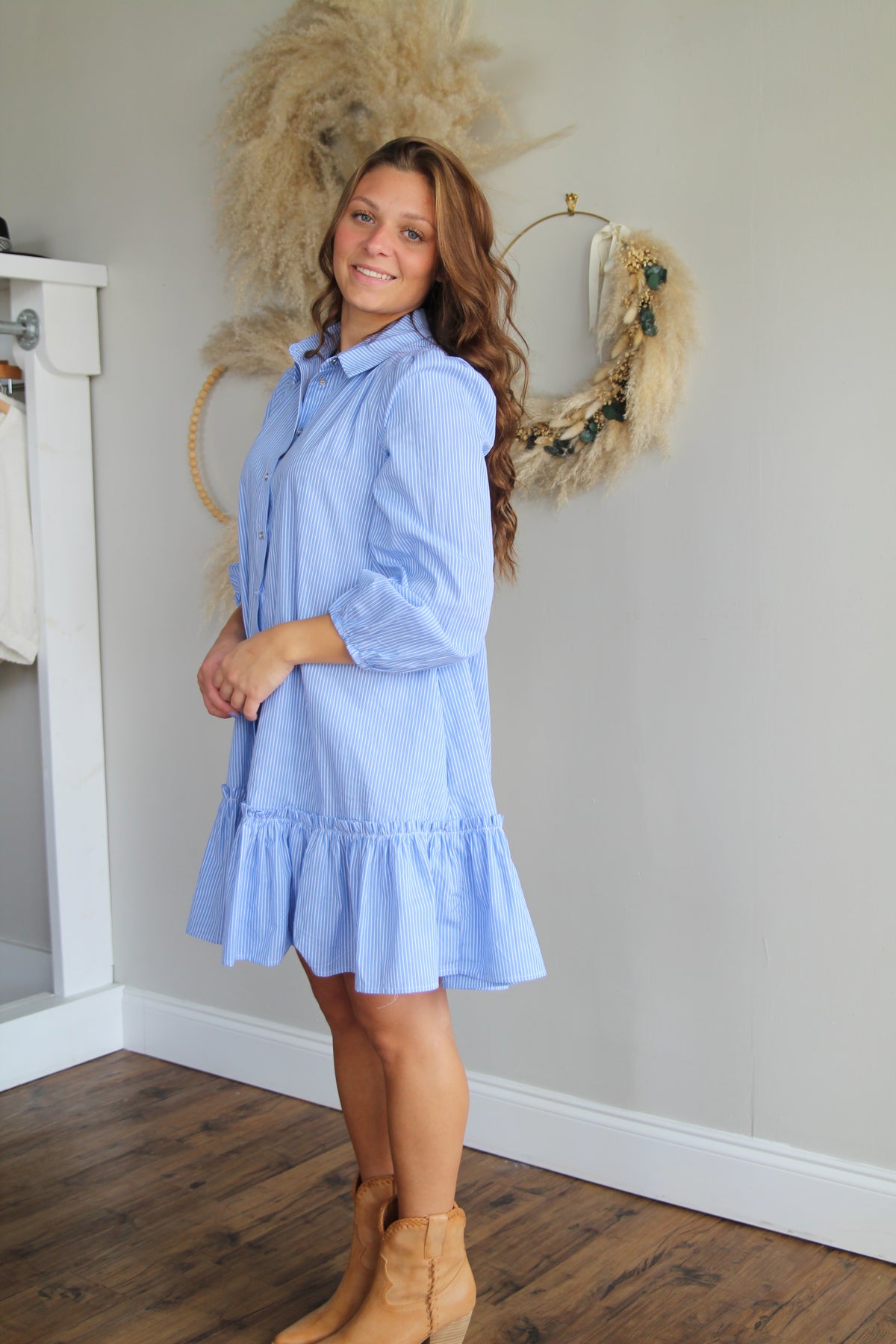 Striped Poplin Shirt Dress