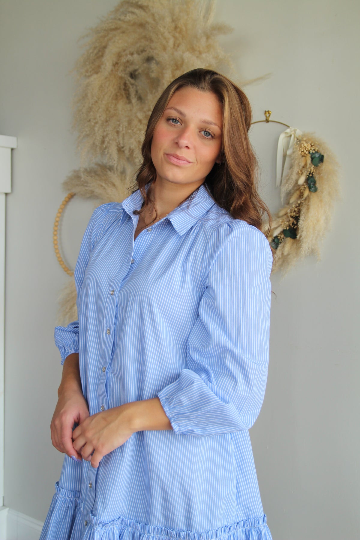 Striped Poplin Shirt Dress