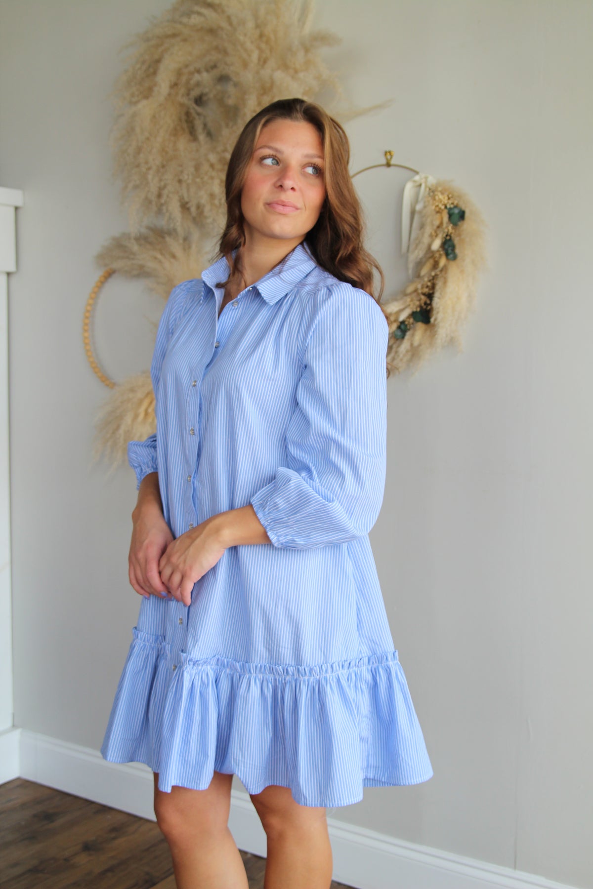 Striped Poplin Shirt Dress