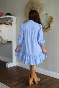 Striped Poplin Shirt Dress