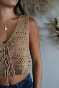 Crochet Bow Vest - Taupe