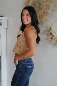 Crochet Bow Vest - Taupe