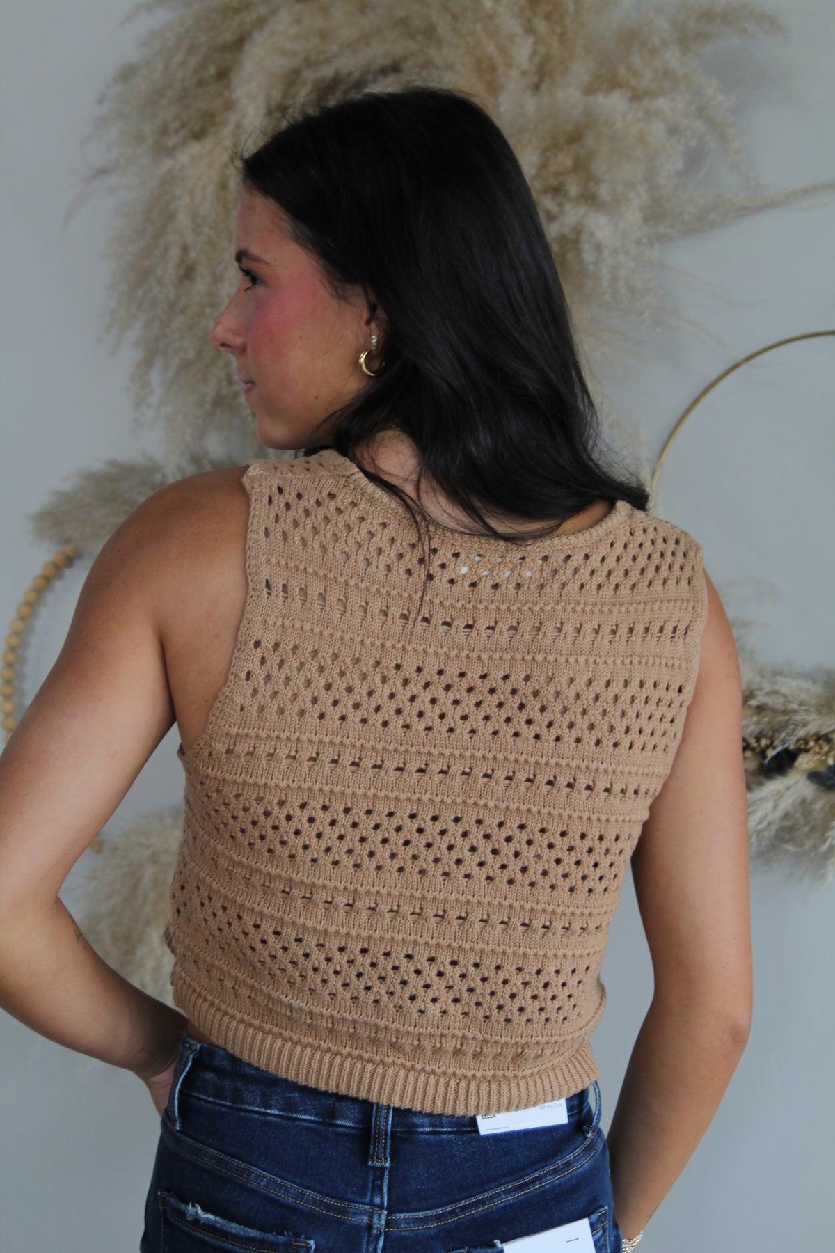 Crochet Bow Vest - Taupe