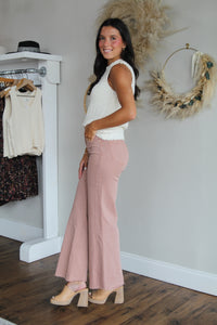 Fiona Wide Leg Jean - Clay