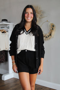 Tara V Neck Cable Sweater