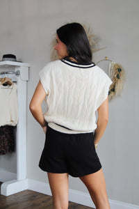 Tara V Neck Cable Sweater