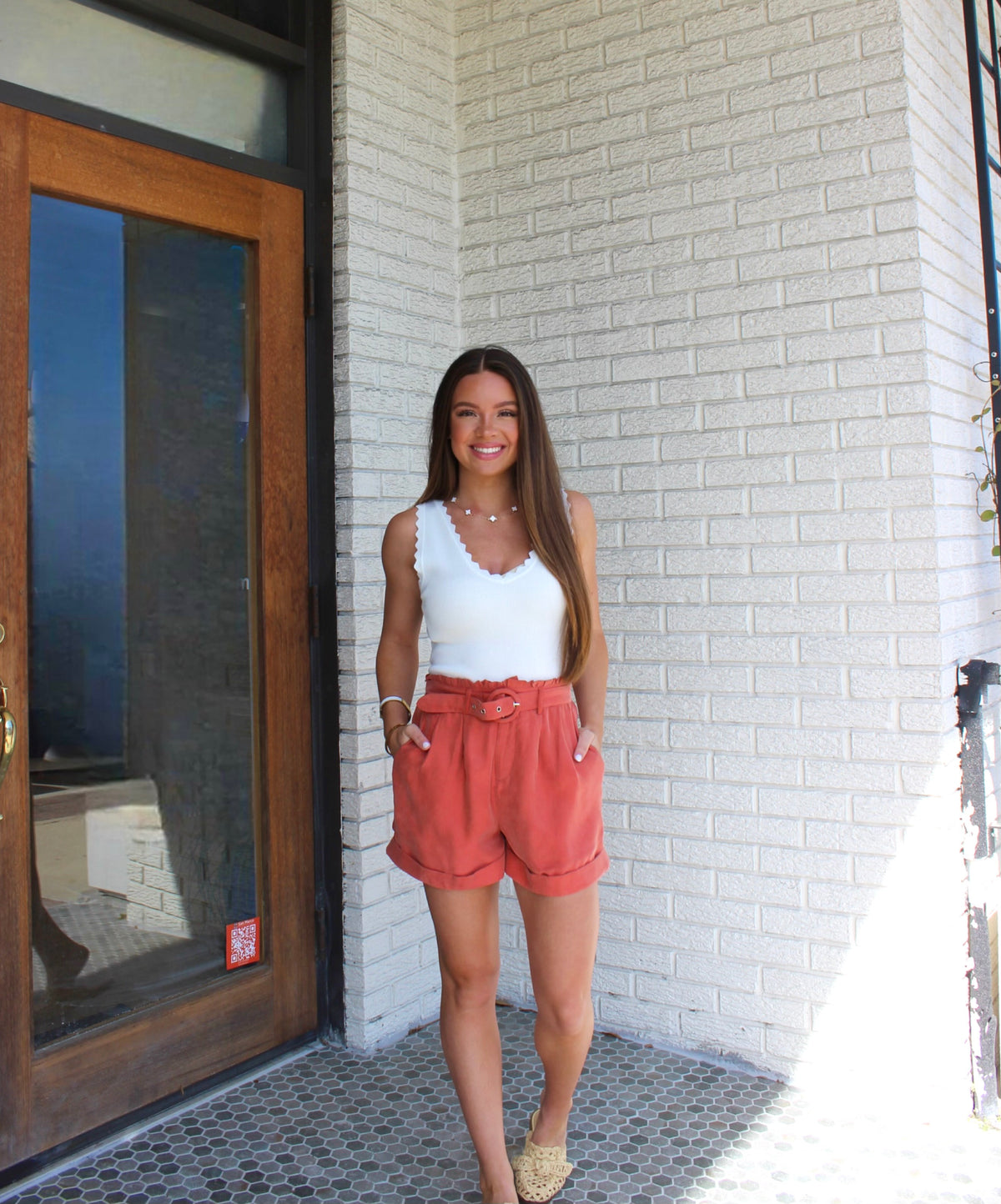 Scallop Knit Tank - White