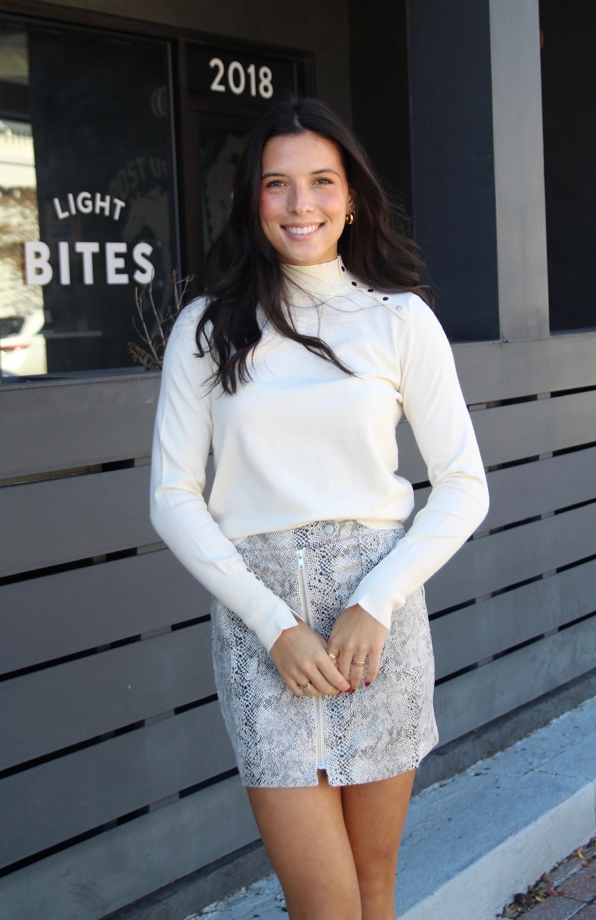 Button Detail Mock Sweater