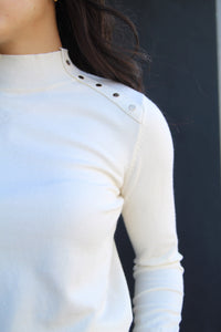 Button Detail Mock Sweater